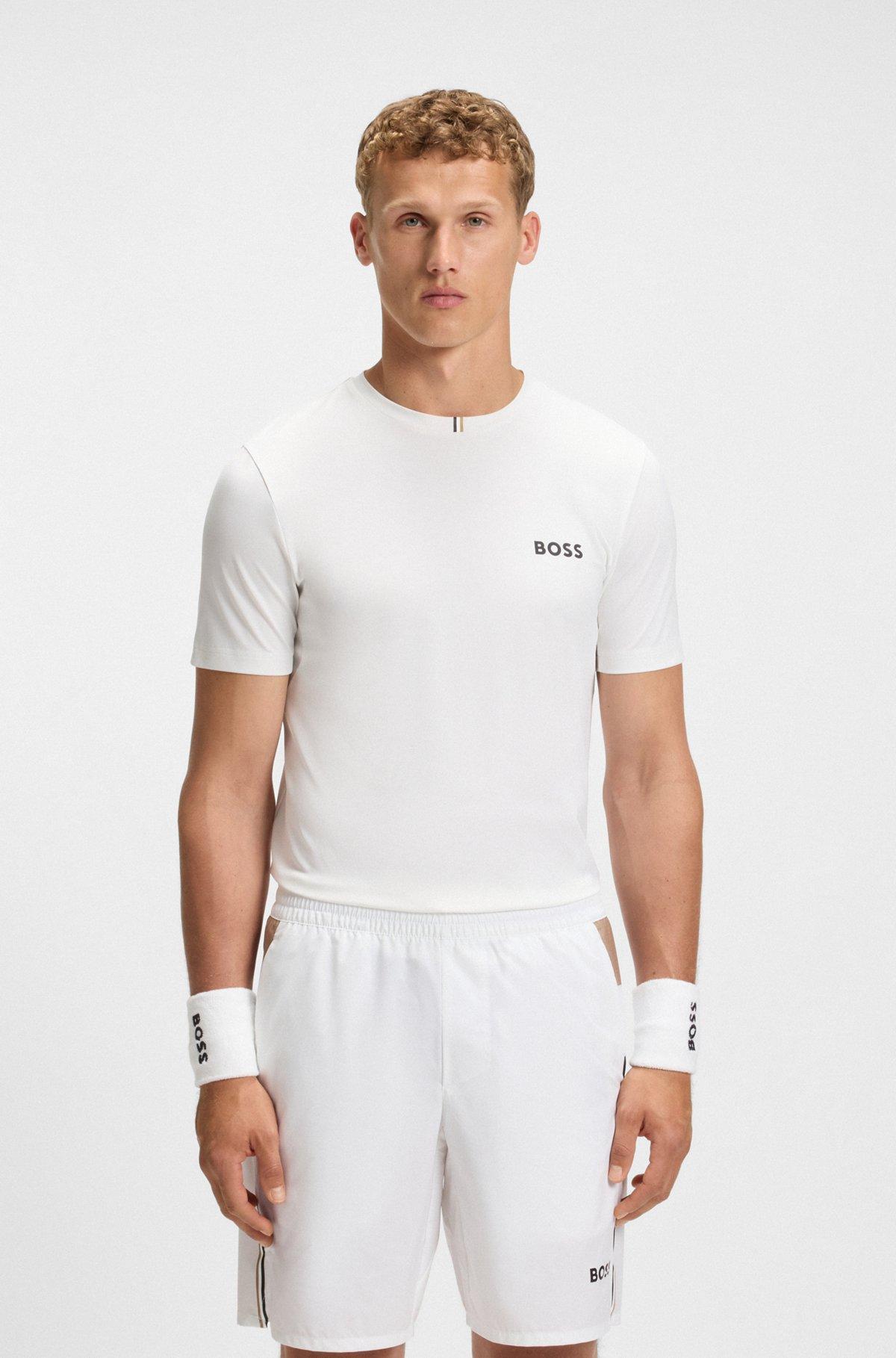 Slim-fit T-shirt in stretch piqué with odor control Product Image