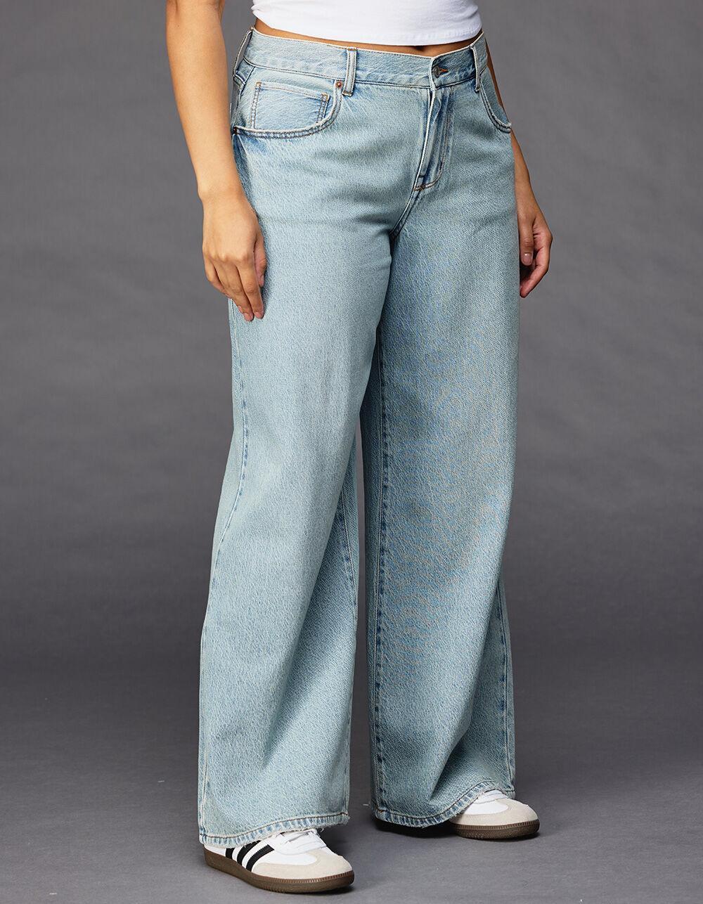 RSQ Womens Mid Rise Wide Leg Jeans - MED BLAST Product Image