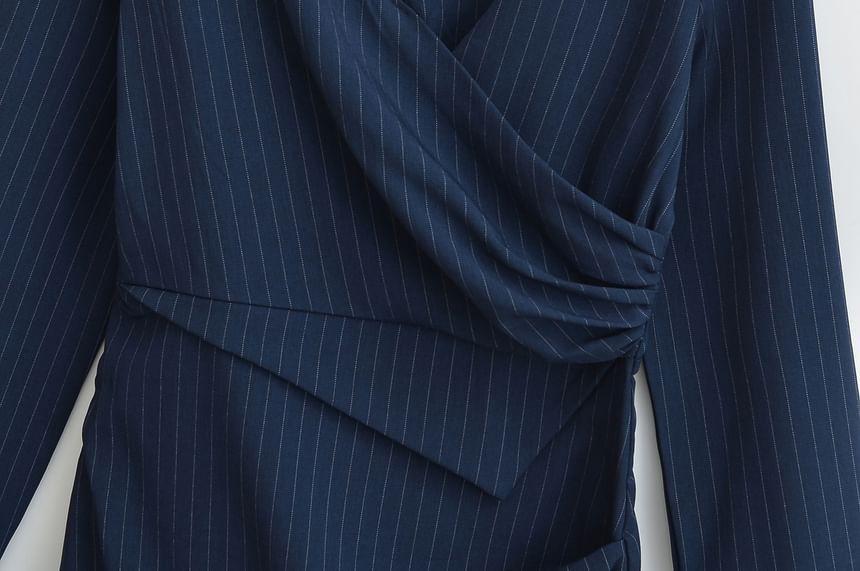 Long-Sleeve Striped Mini Shirt Dress Product Image