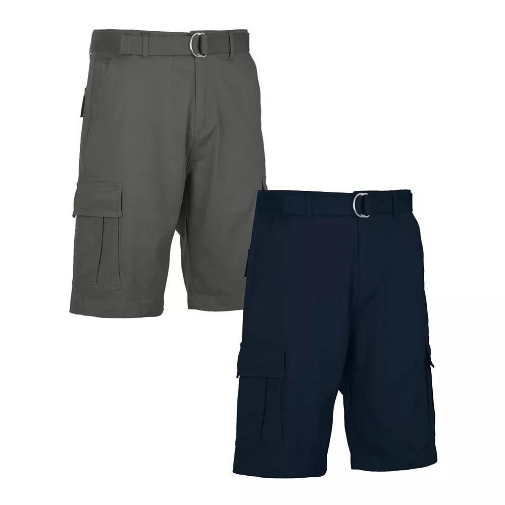 Men's Blu Rock 11.5" Men's Slim Fit Stretch Belted Cargo Shorts 2-Pack, Size: 40, Gray Navy Product Image