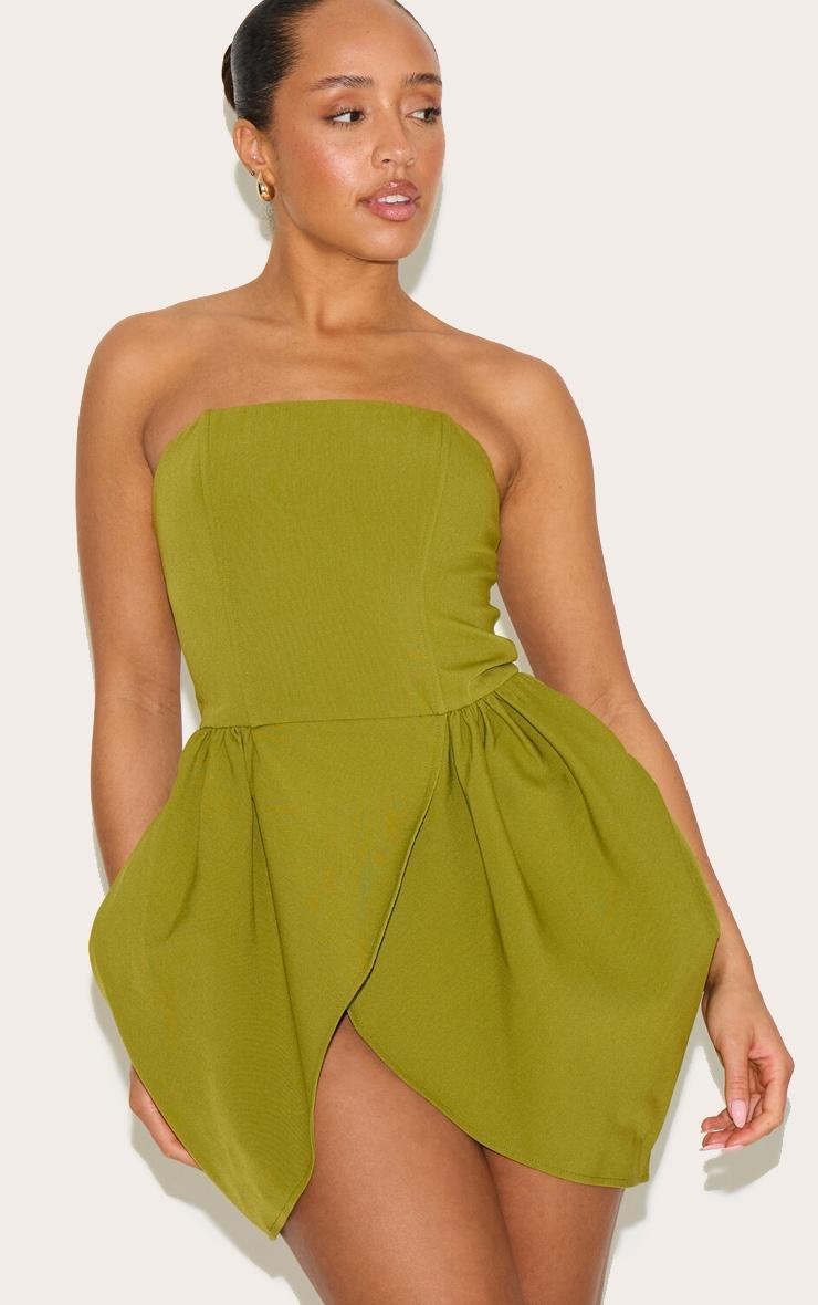  Shape Olive Woven Bandeau Tulip Mini Dress Product Image