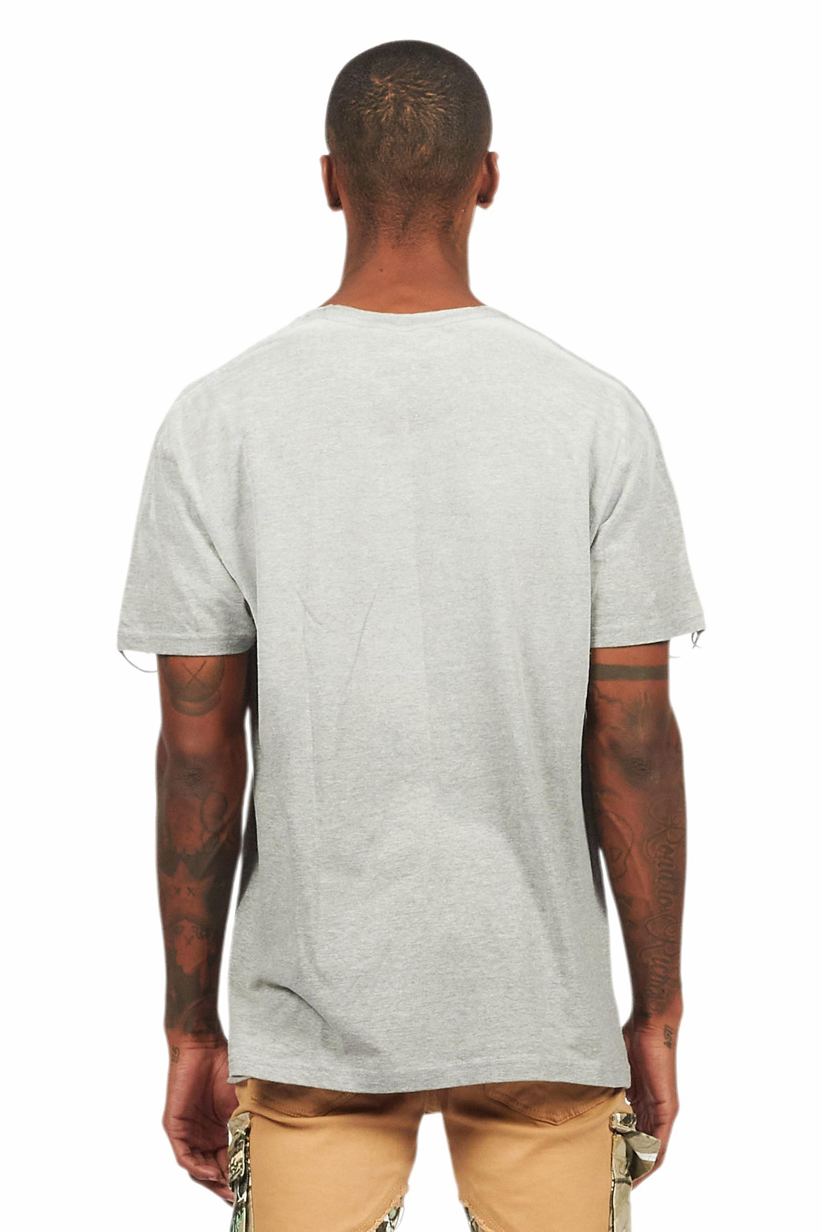 Deiter Heather Grey Oversized Graphic T-Shirt Male Product Image