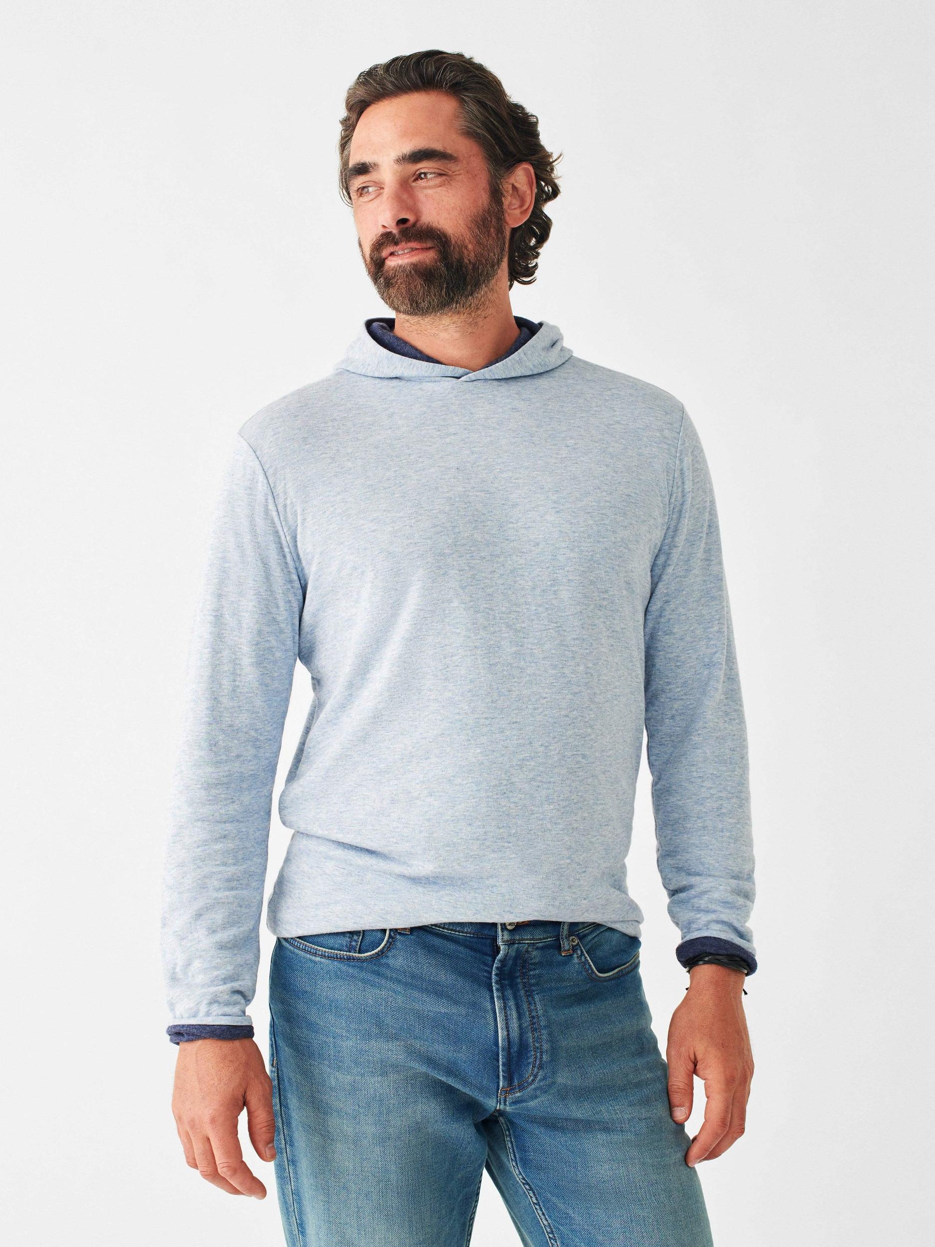 Cloud Cotton Reversible Hoodie - Light Blue Heather Navy Heather Male Product Image