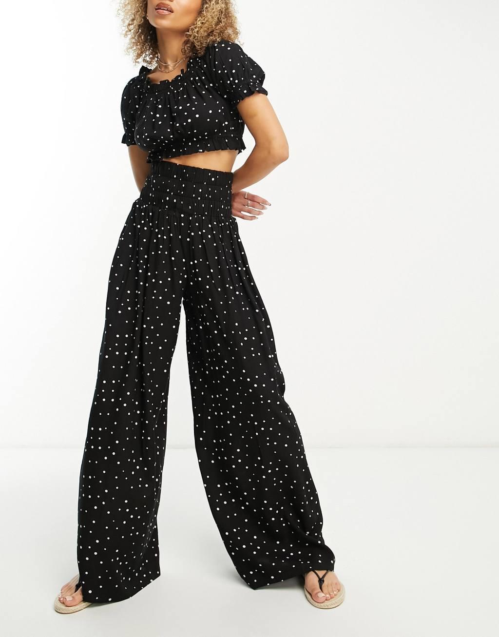 Esmee Exclusive shirred wide leg beach pants Product Image