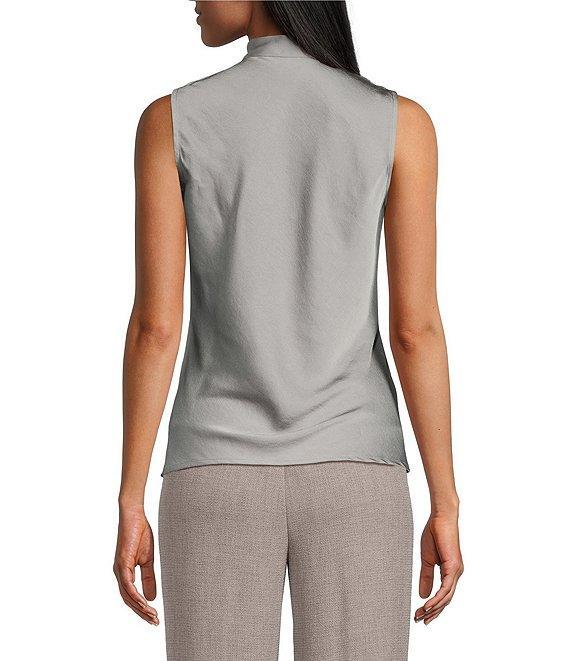Kasper Woven V-Neck Sleeveless Tie Front Blouse Product Image