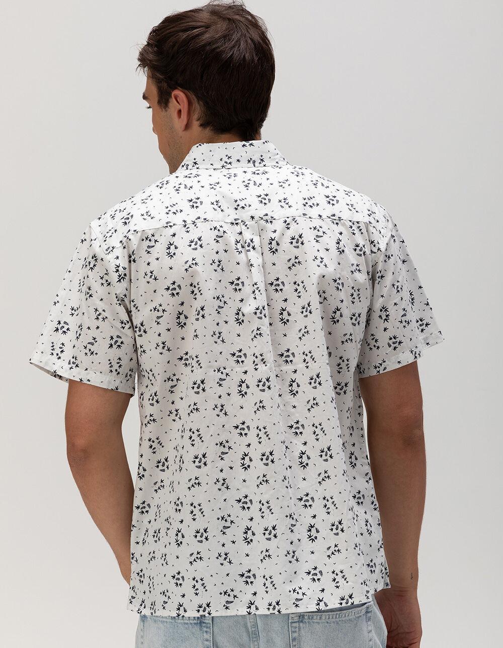RSQ Mens Ditsy Print Poplin Button Up Shirt - WHITE Product Image
