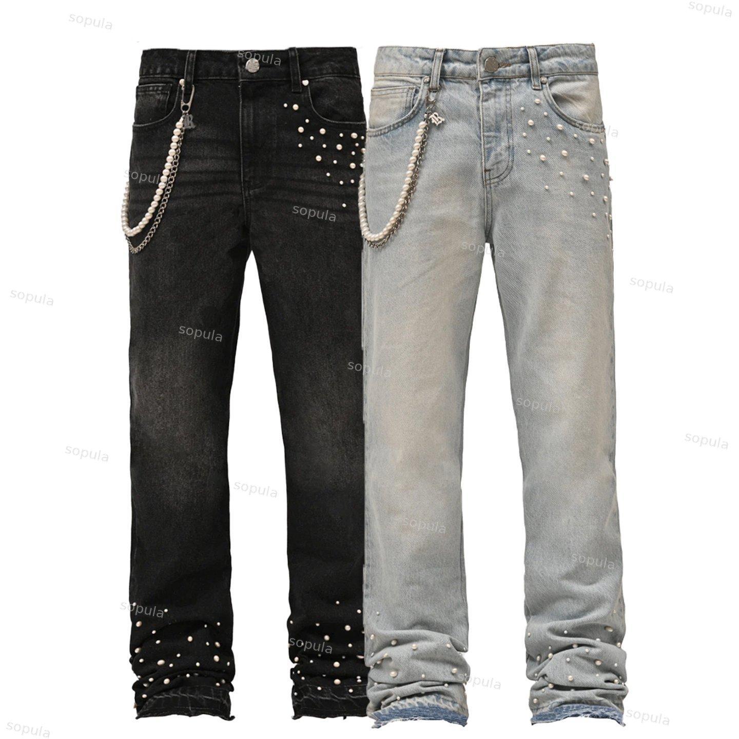 Men's Street Stretch Stacked Denim Straight Pants Product Image