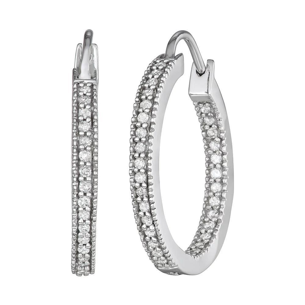 1/2 Carat T.W. Diamond Inside-Out Hoop Earrings, Women's, Sterling Product Image