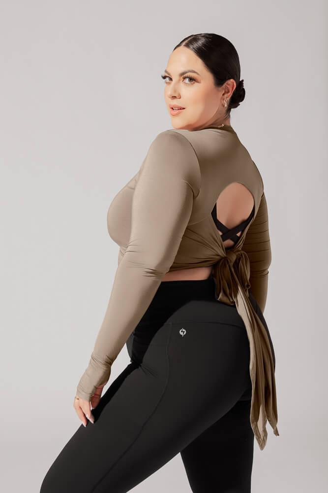 Bow Back Reversible Long Sleeve Top - Black Product Image