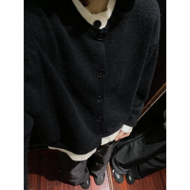 Round Neck Plain Cardigan Product Image