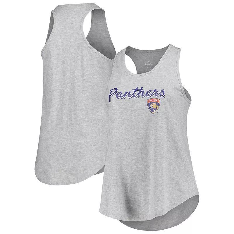 Women's Fanatics Branded Heather Gray Florida Panthers Plus Size Racerback Tank Top, Size: 2XL, Pnt Grey Product Image