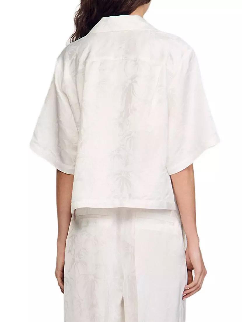 Cropped Shirt with Jacquard Bows Product Image