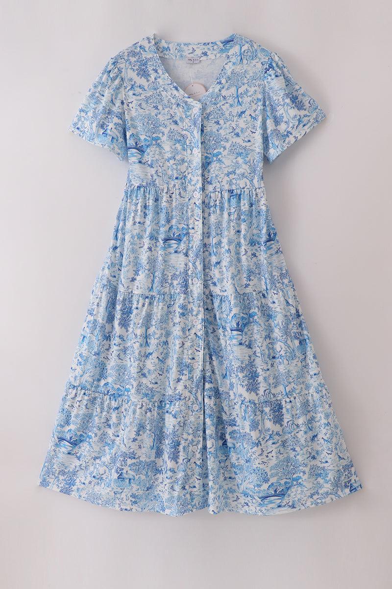 Bow applique print mom&me dress Product Image