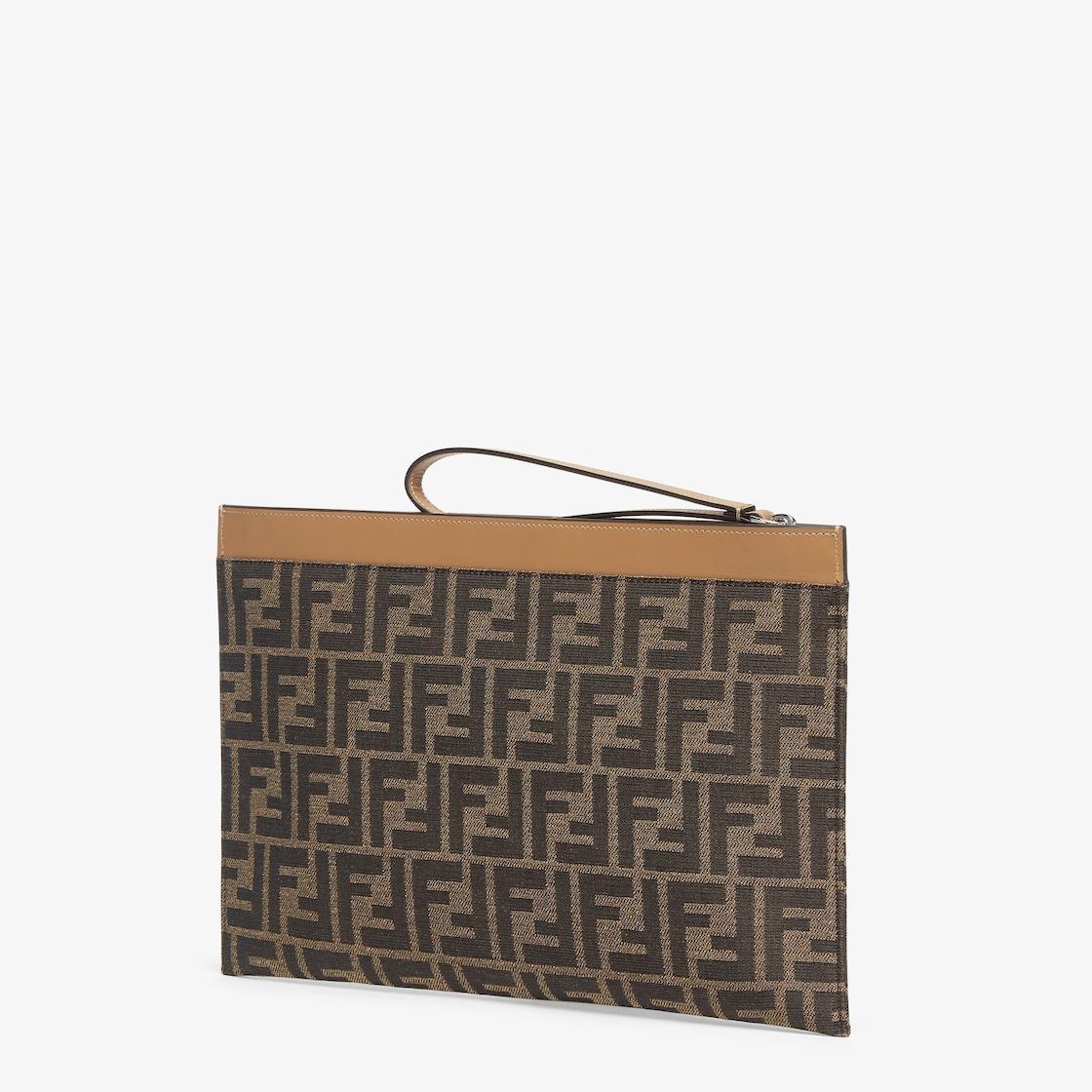 FF Jacquard Flat Pouch MediumBrown fabric pouch Product Image