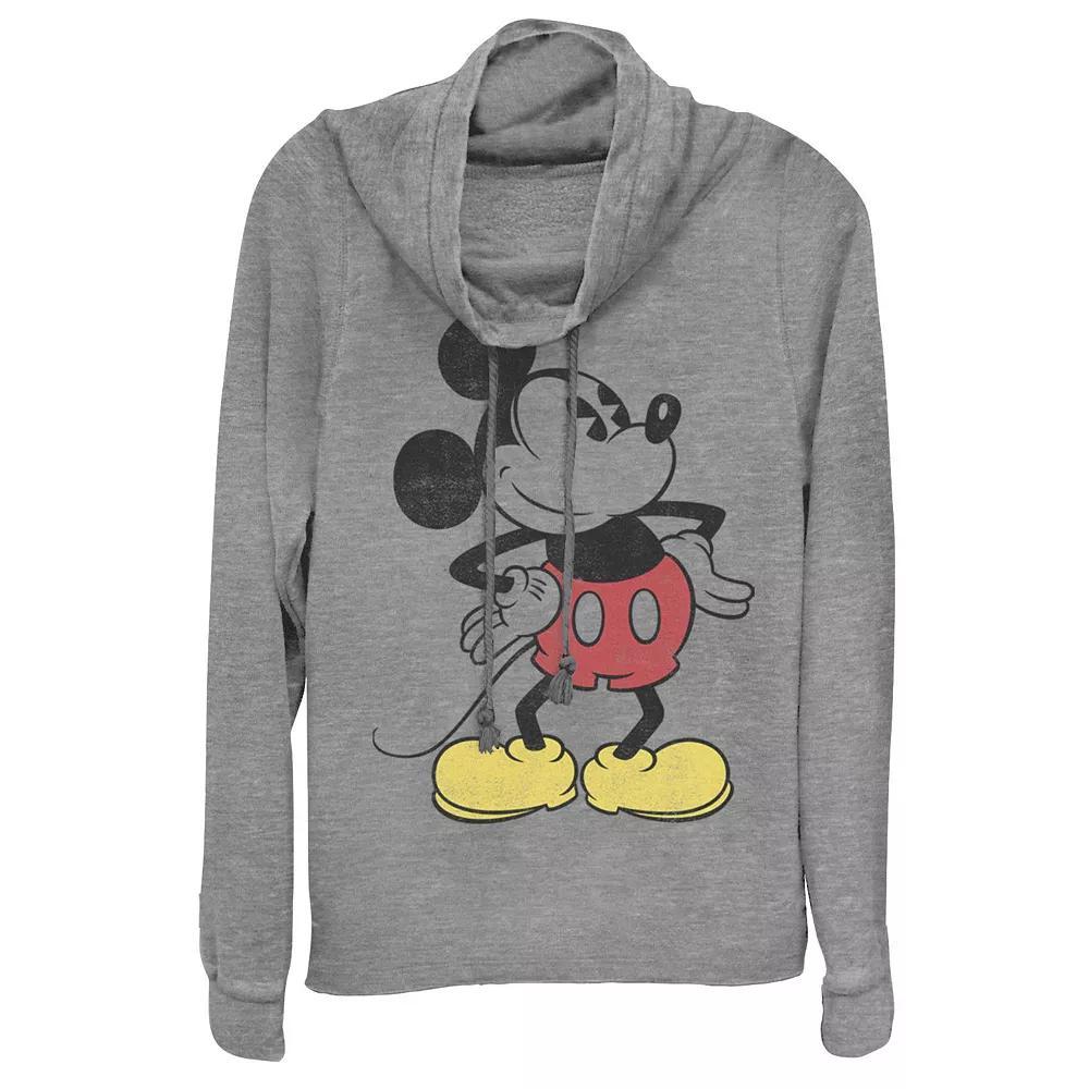 Disney's Mickey Mouse Juniors' Pose Cowlneck Graphic Lightweight Long Sleeve, Girl's, Size: XXL, Gray Grey Product Image