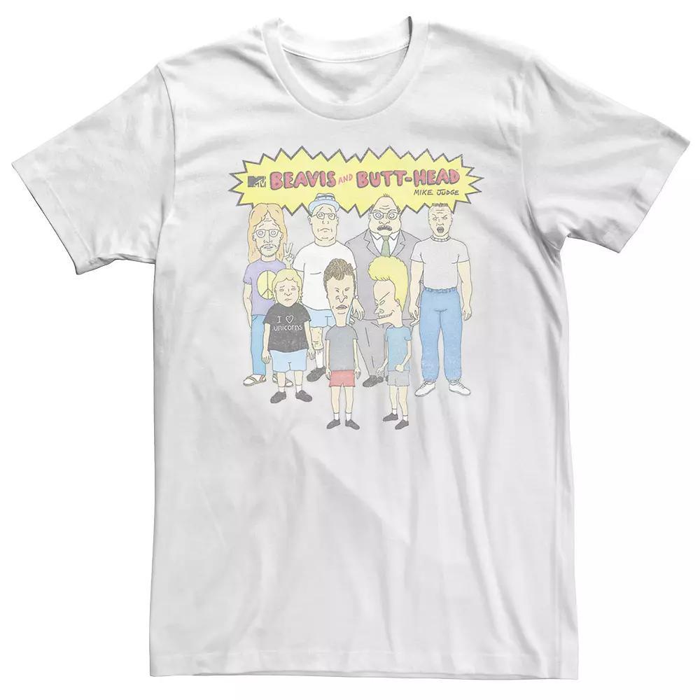 Men's Beavis And Butthead Logo Group Shot Short Sleeve Tee, Size: Medium, White Product Image