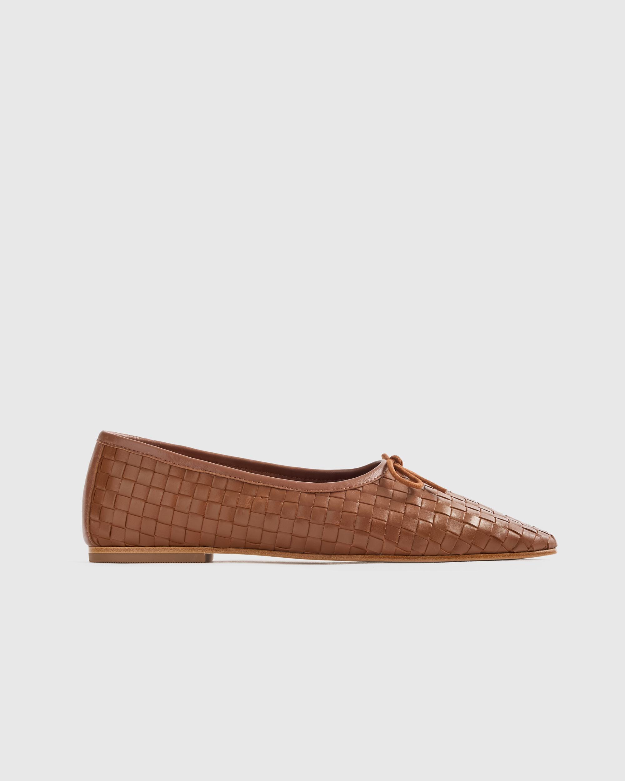 Quince | Women's Italian Leather Handwoven Square Toe Ballet Flat Product Image