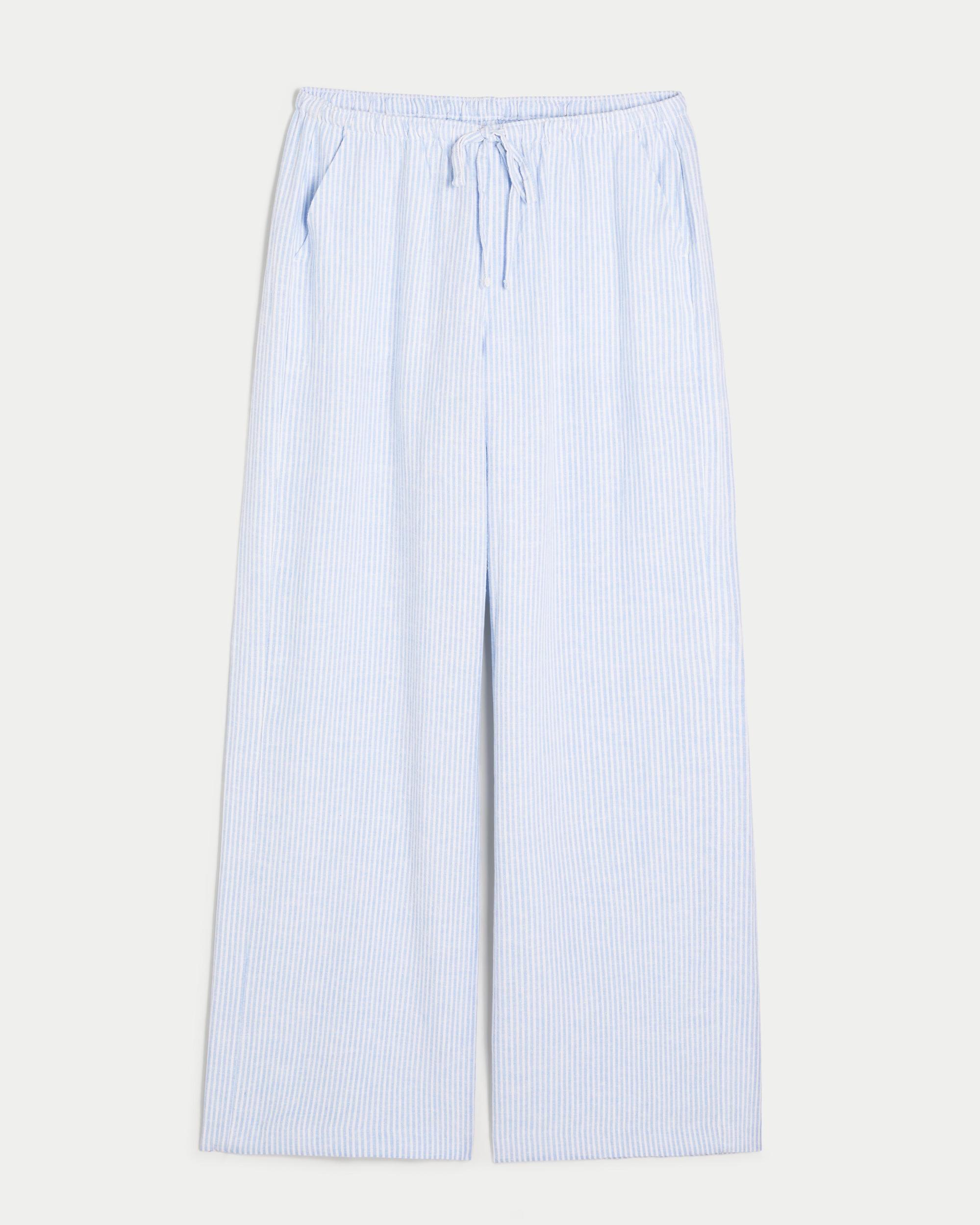 Linen-Blend Pull-On Baggy Pants Product Image