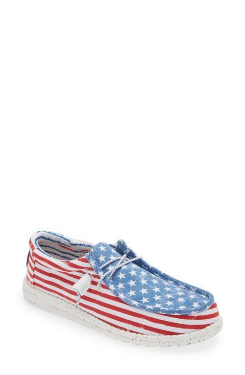 HEYDUDE Mens Wally - Shoes Red/White/Blue Product Image