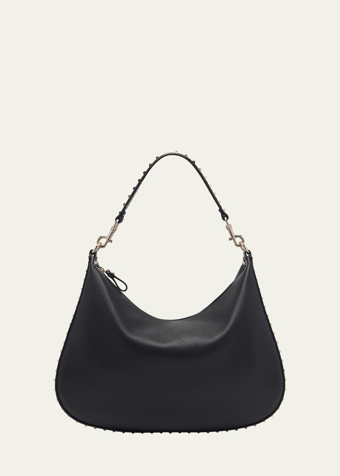 Womens Rockstud Hobo Bag in Grainy Calfskin Product Image