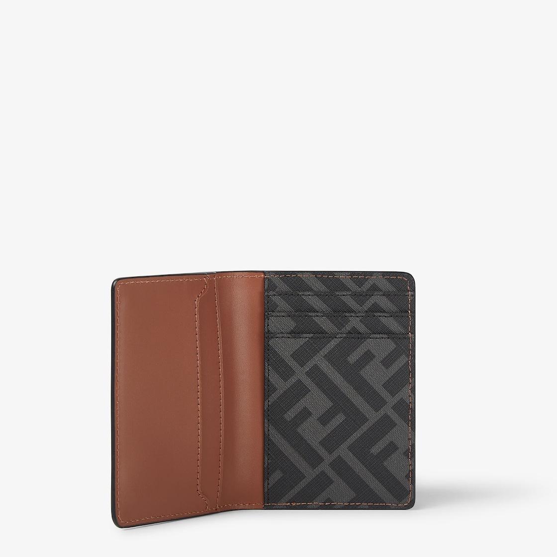FF Squared Card HolderBrown leather and black FF Canvas card holder Product Image