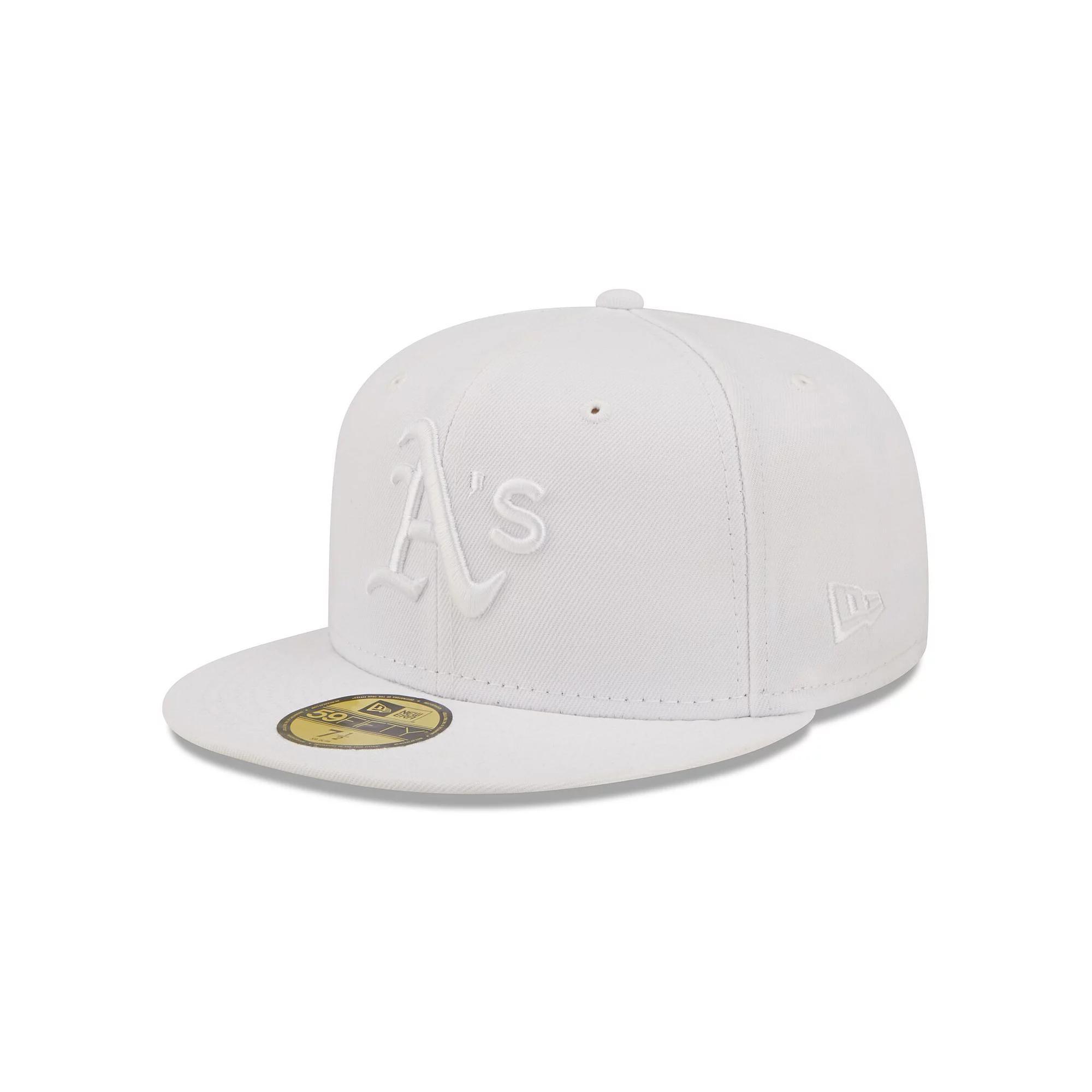 Men's New Era Oakland Athletics White on White 59FIFTY Fitted Hat, Size: 7 3/8 Product Image