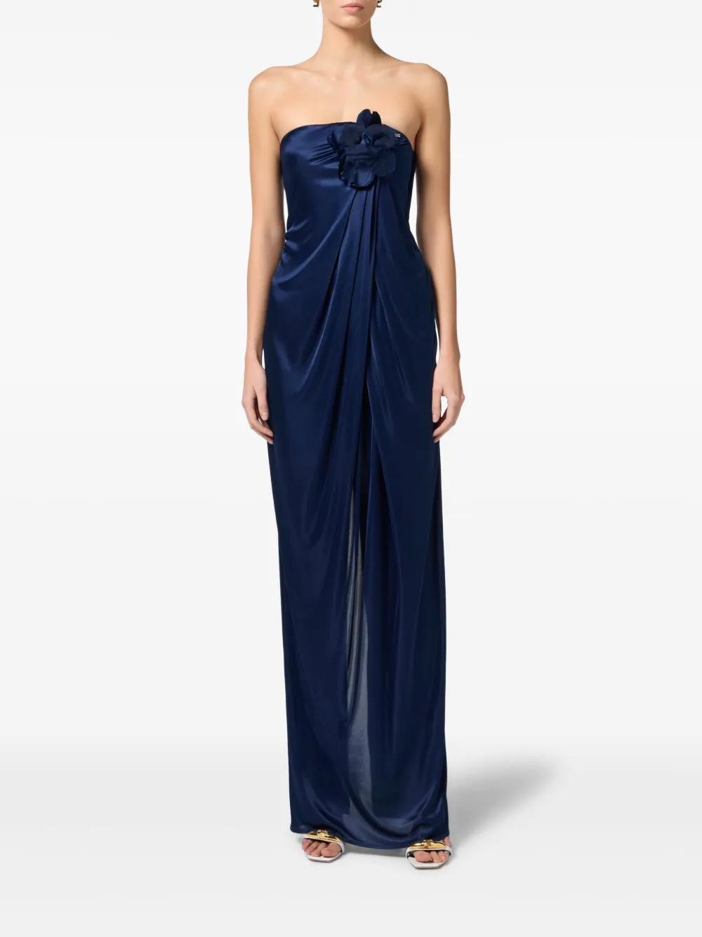 floral-appliqué satin dress Product Image