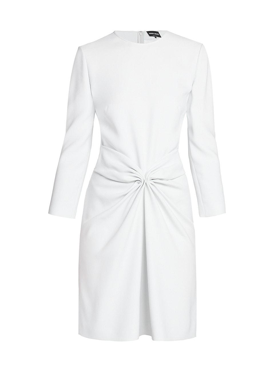 Ruched Long-Sleeve A-Line Dress Product Image