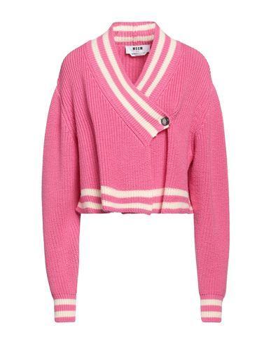 MSGM Woman Cardigan Fuchsia Size S Merino Wool In Pink Product Image