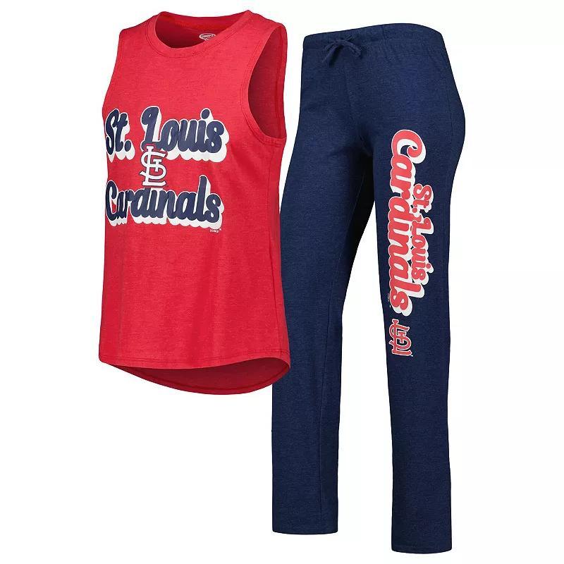 Women's Concepts Sport Navy/Red St. Louis Cardinals Wordmark Meter Muscle Tank Top & Pants Sleep Set, Size: Medium, Blue Product Image
