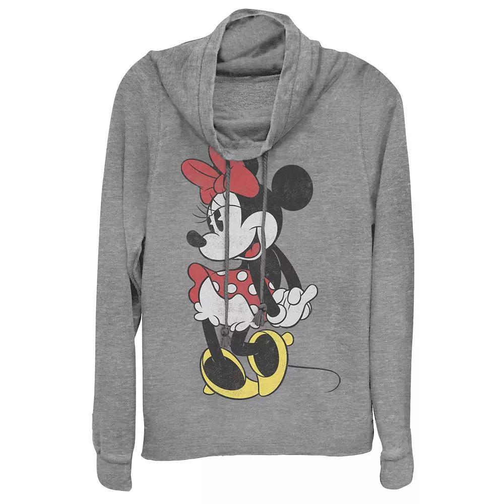 Disney's Minnie Mouse Juniors' Cowlneck Graphic Lightweight Long Sleeve, Girl's, Size: Large, Gray Grey Product Image