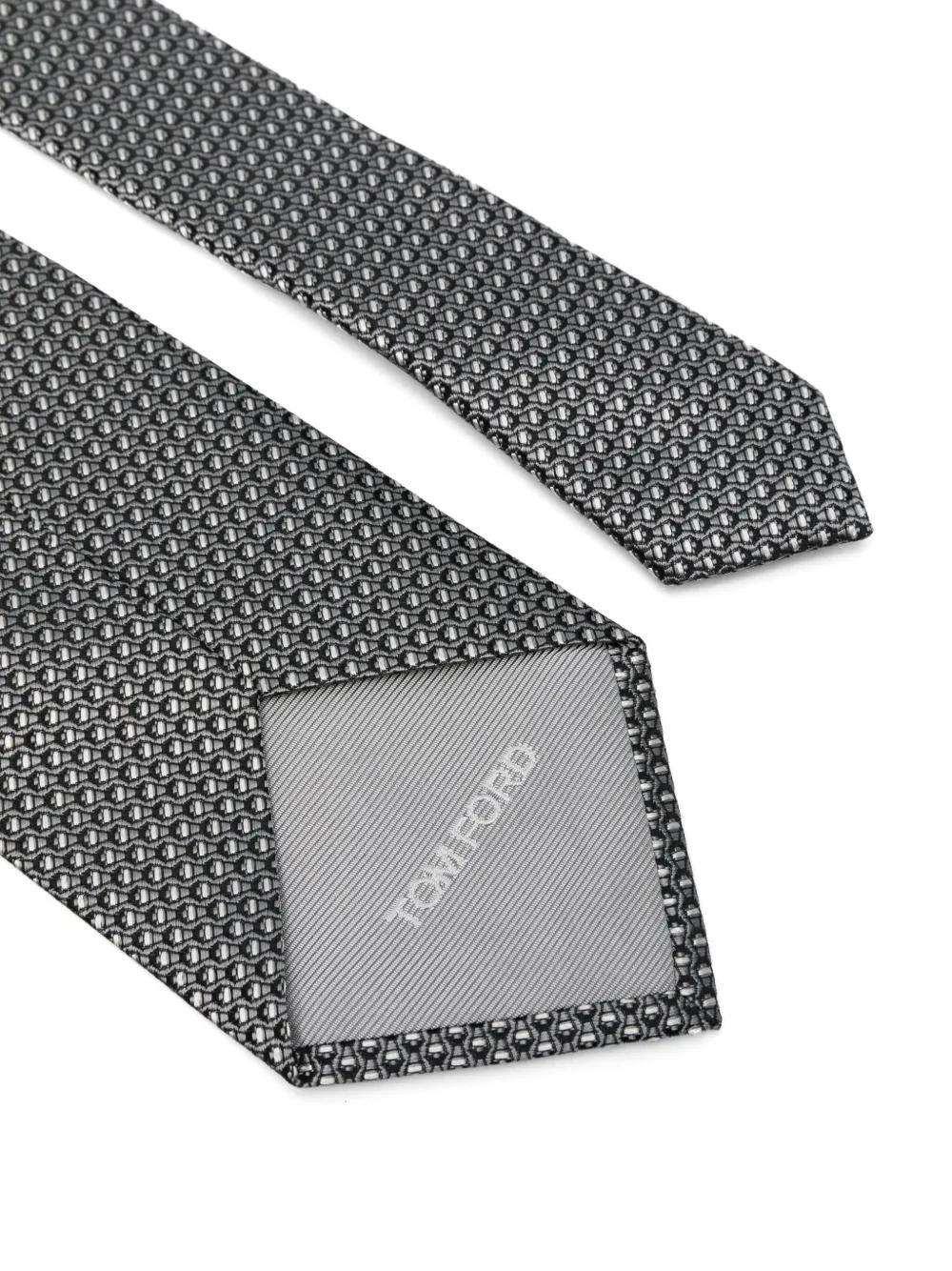 TOM FORD Patterned-jacquard Tie In Gray Product Image