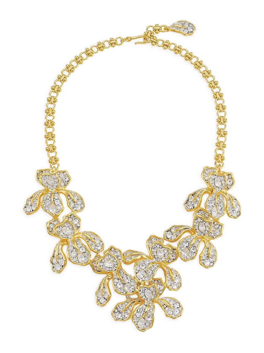 Womens 22K Goldplated Iris Pav Flowers Necklace Product Image