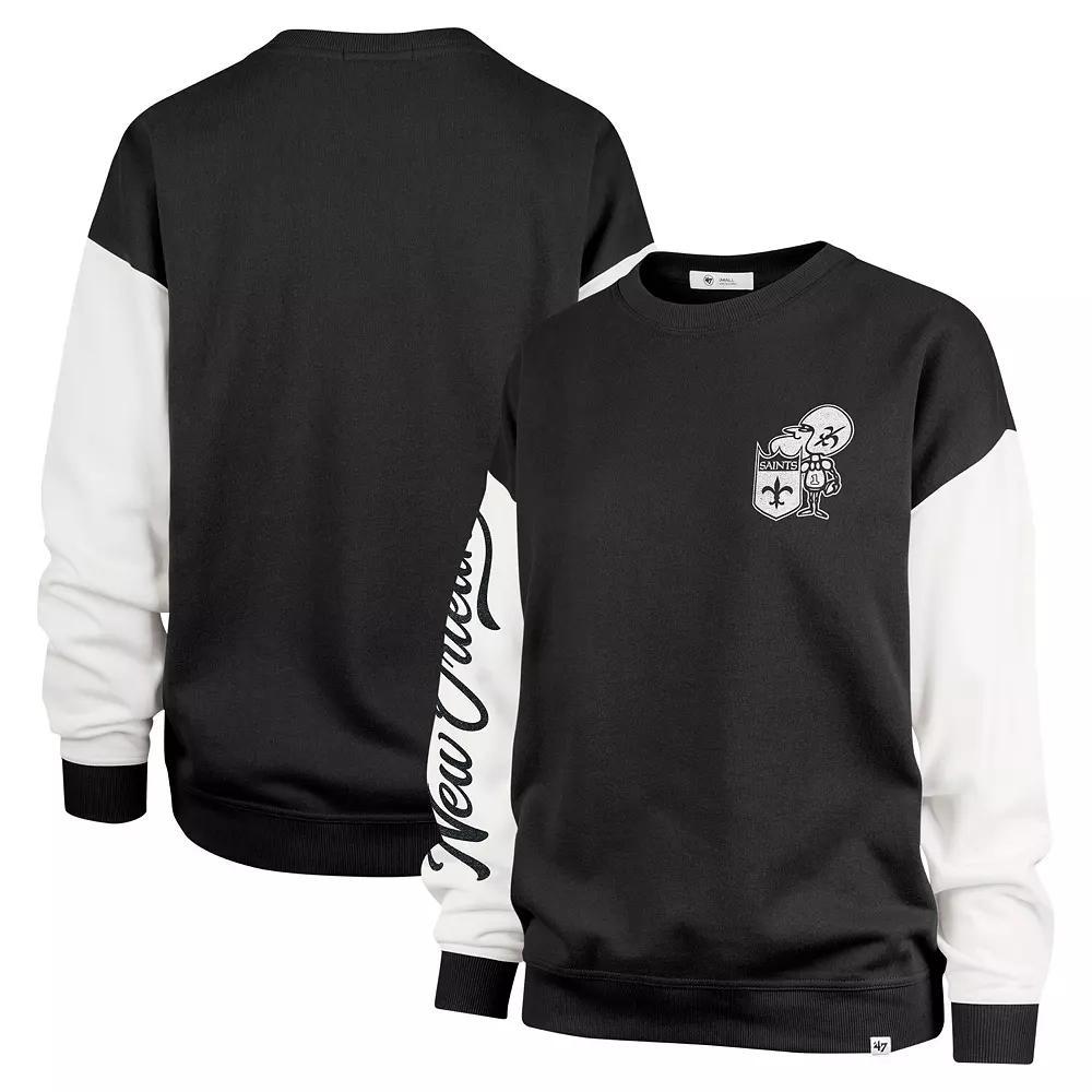 Women's '47  Black New Orleans Saints Double Header Rise Andie Pullover Sweatshirt, Size: XL Product Image