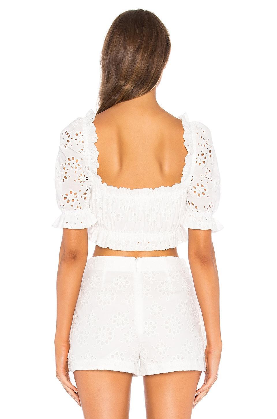 Cropped Peasant Top With Puff Sleeves LPA Product Image
