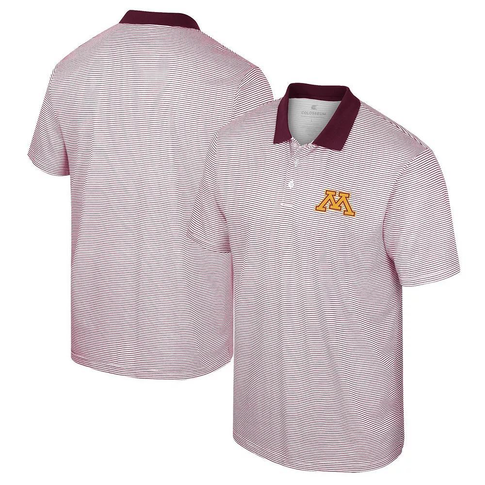 Men's Colosseum White/Maroon Minnesota Golden Gophers Print Stripe Polo, Size: XXL Product Image