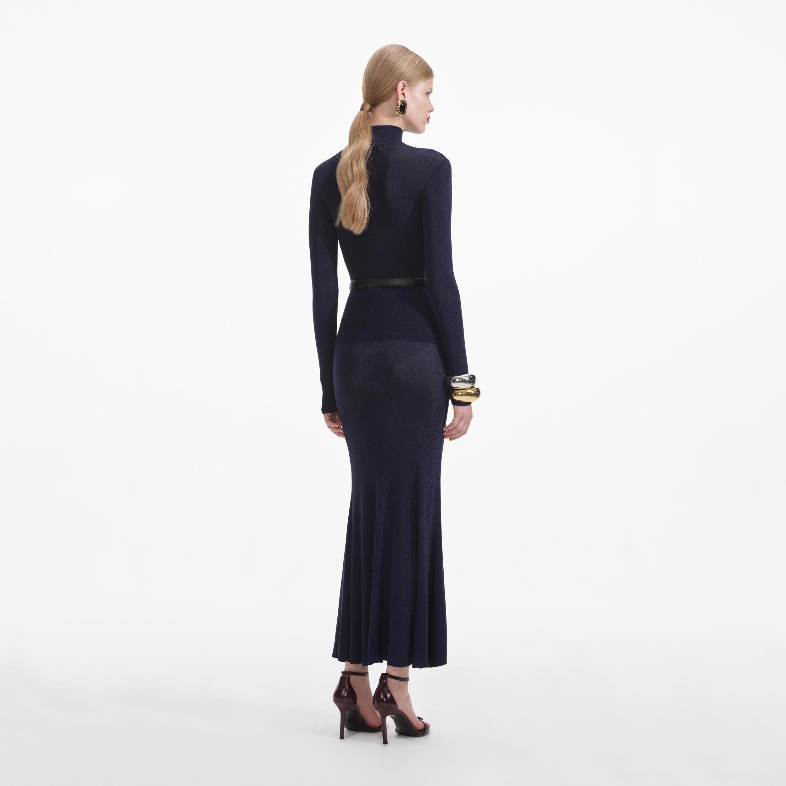 Navy Viscose Knit Top Product Image