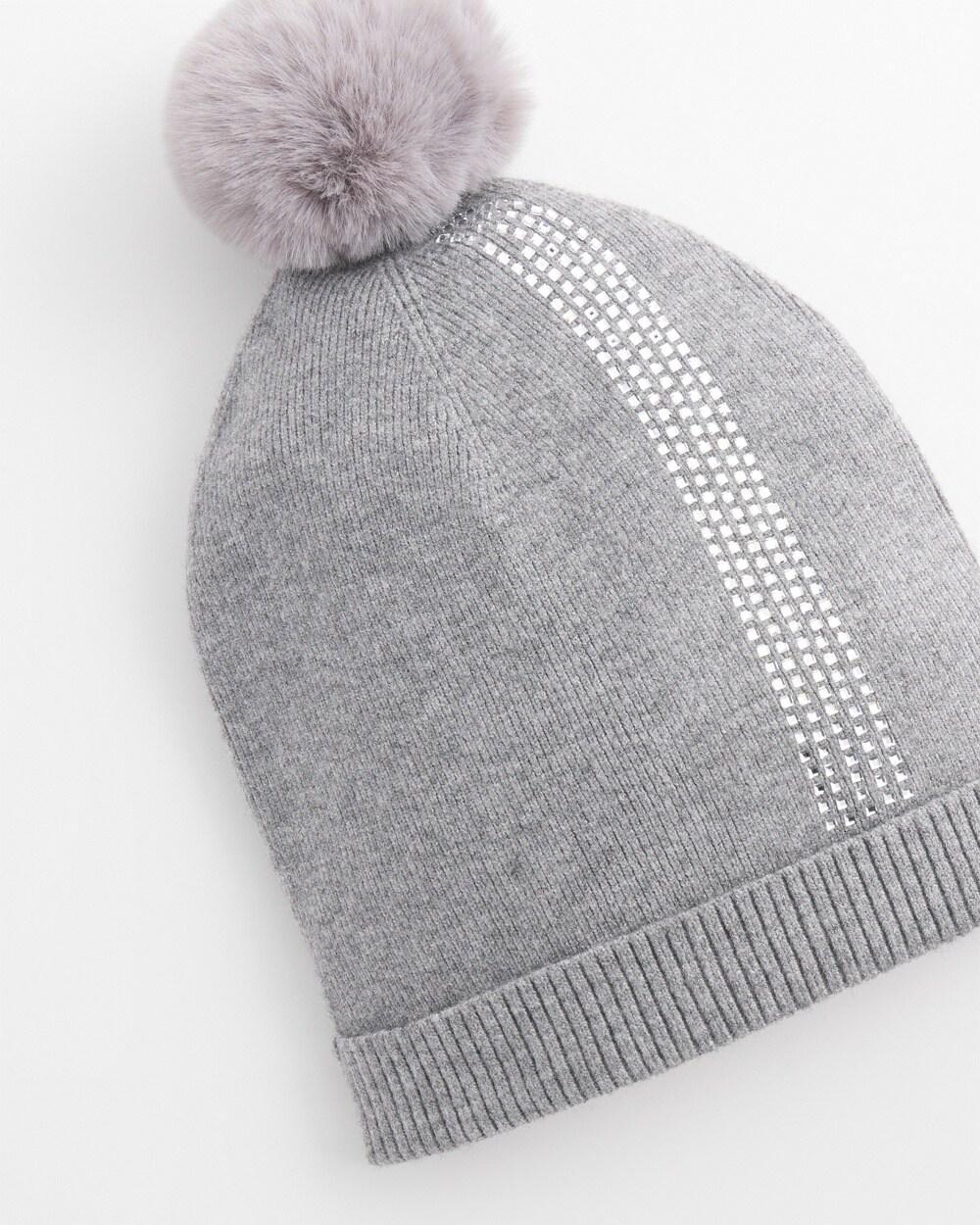 Rhinestone Cashmere Blend Pom Pom Hat Product Image