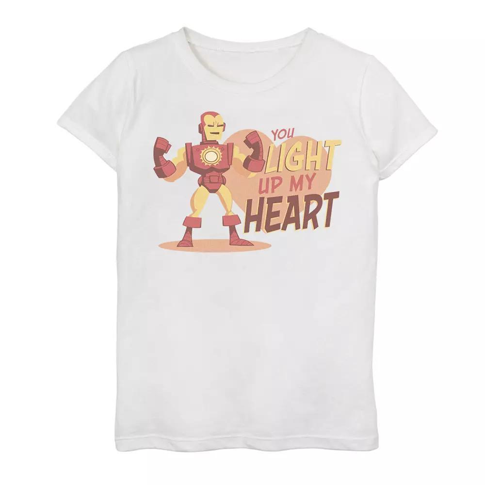 Girls 7-16 Marvel Iron Man You Light Up My Heart Text Graphic Tee, Girl's, Size: XL, White Product Image