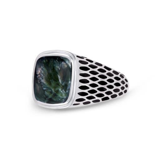 LuvMyJewelry Seraphinite Sterling Silver Men Signet Ring in Green at Nordstrom, Size 9 Product Image