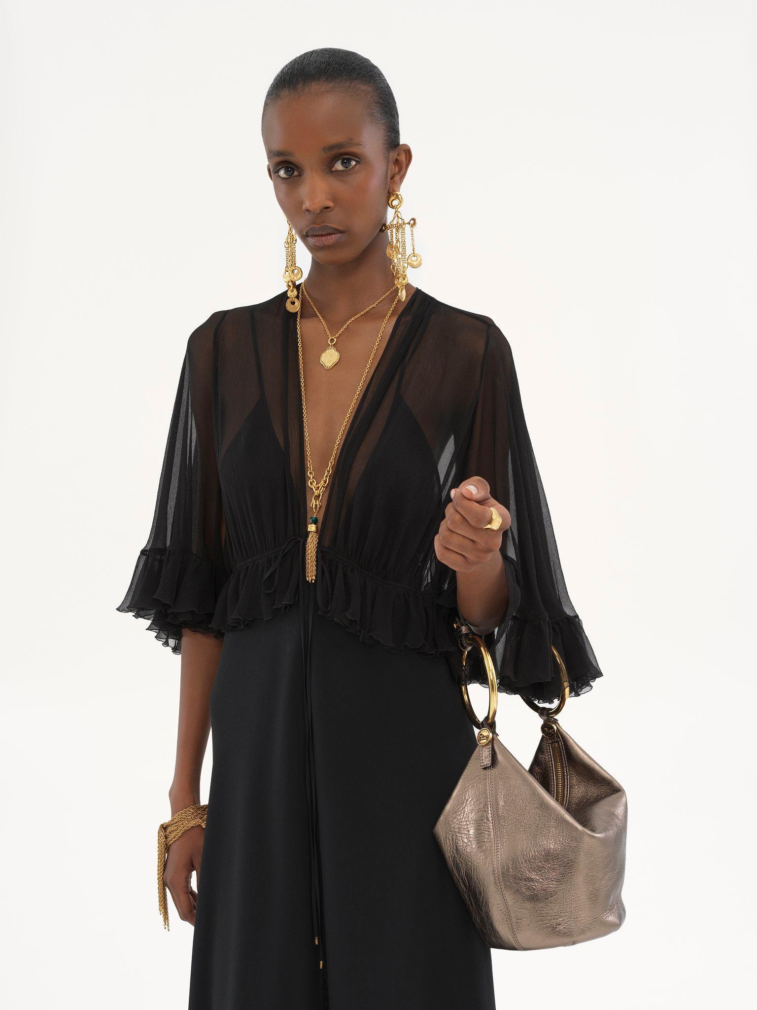 Small Bracelet handbag in metallized leather Product Image