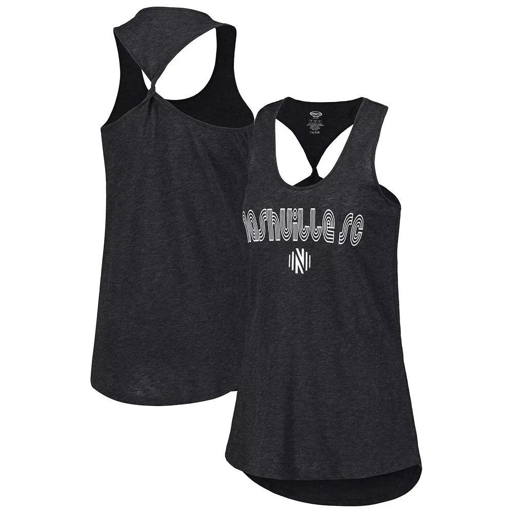 Women's Concepts Sport Heather Charcoal Nashville SC Radiant Twist Back Scoop Neck Tank Top, Size: Medium, Mls Charco Product Image
