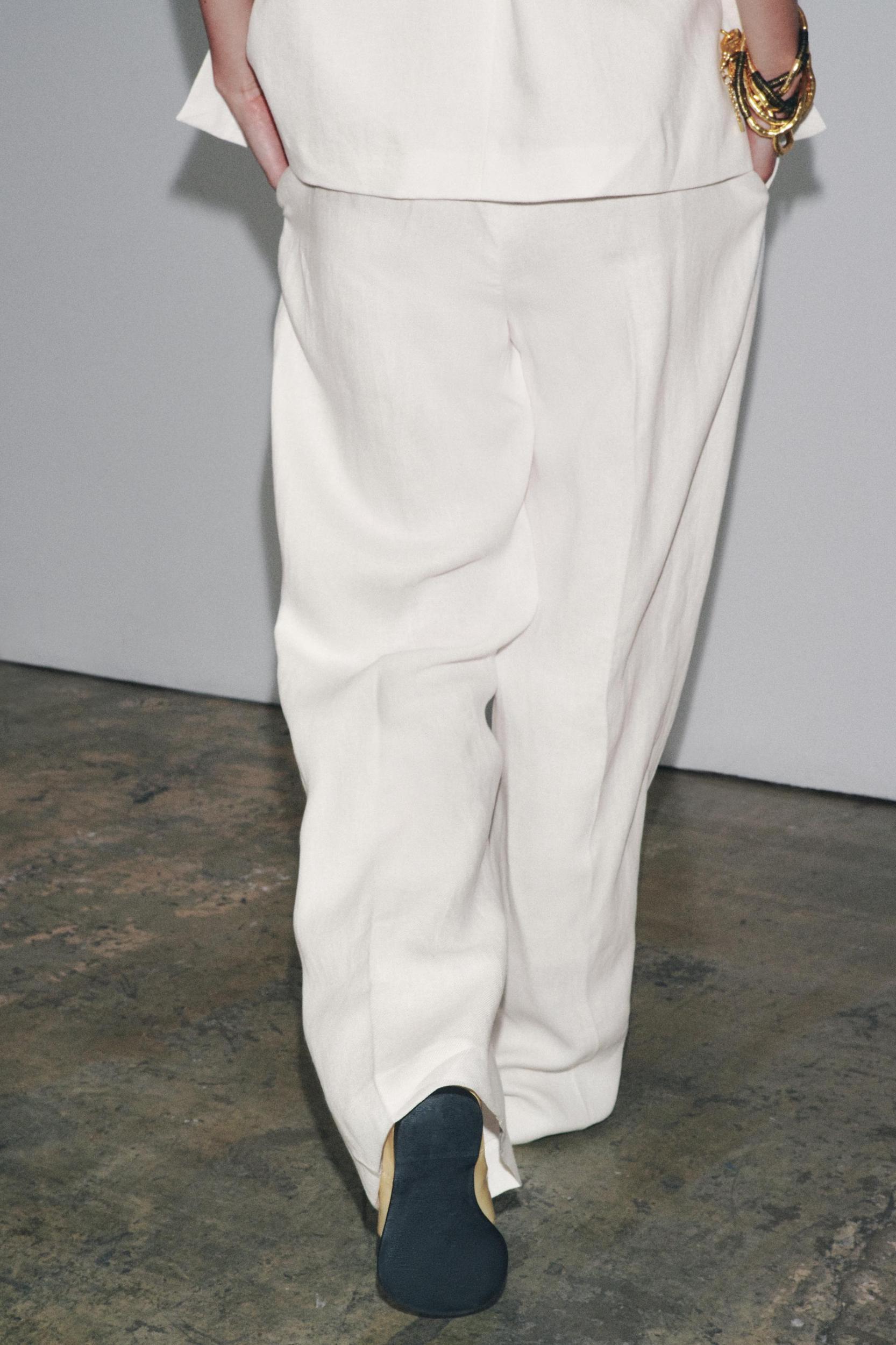 PLEATED LINEN BLEND PANTS ZW COLLECTION Product Image