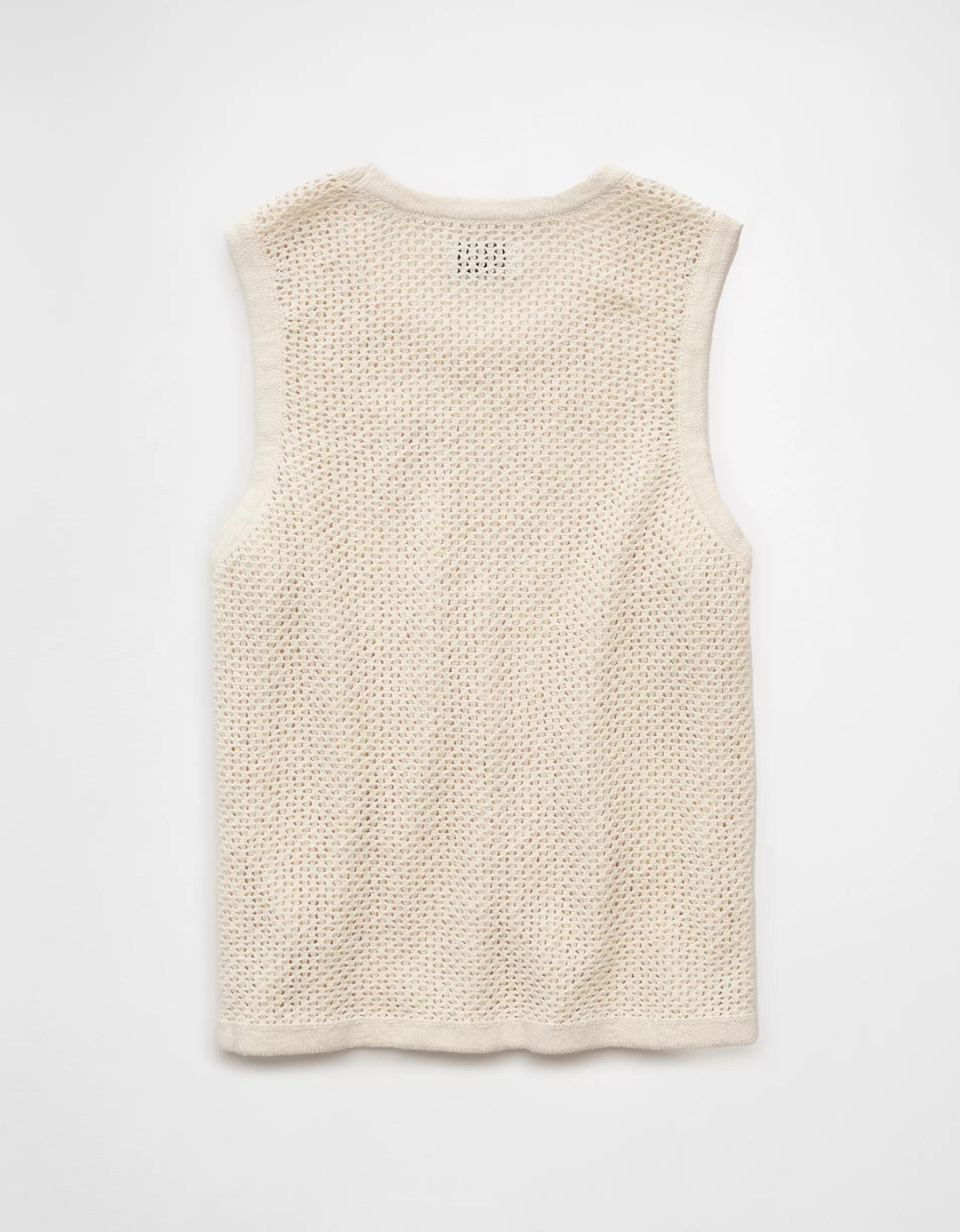 AE Open Knit Crochet Sweater Tank Top Product Image