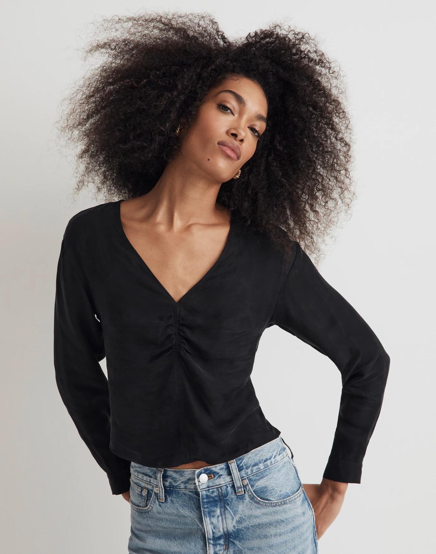 Brushed Ruched-Front Top Product Image