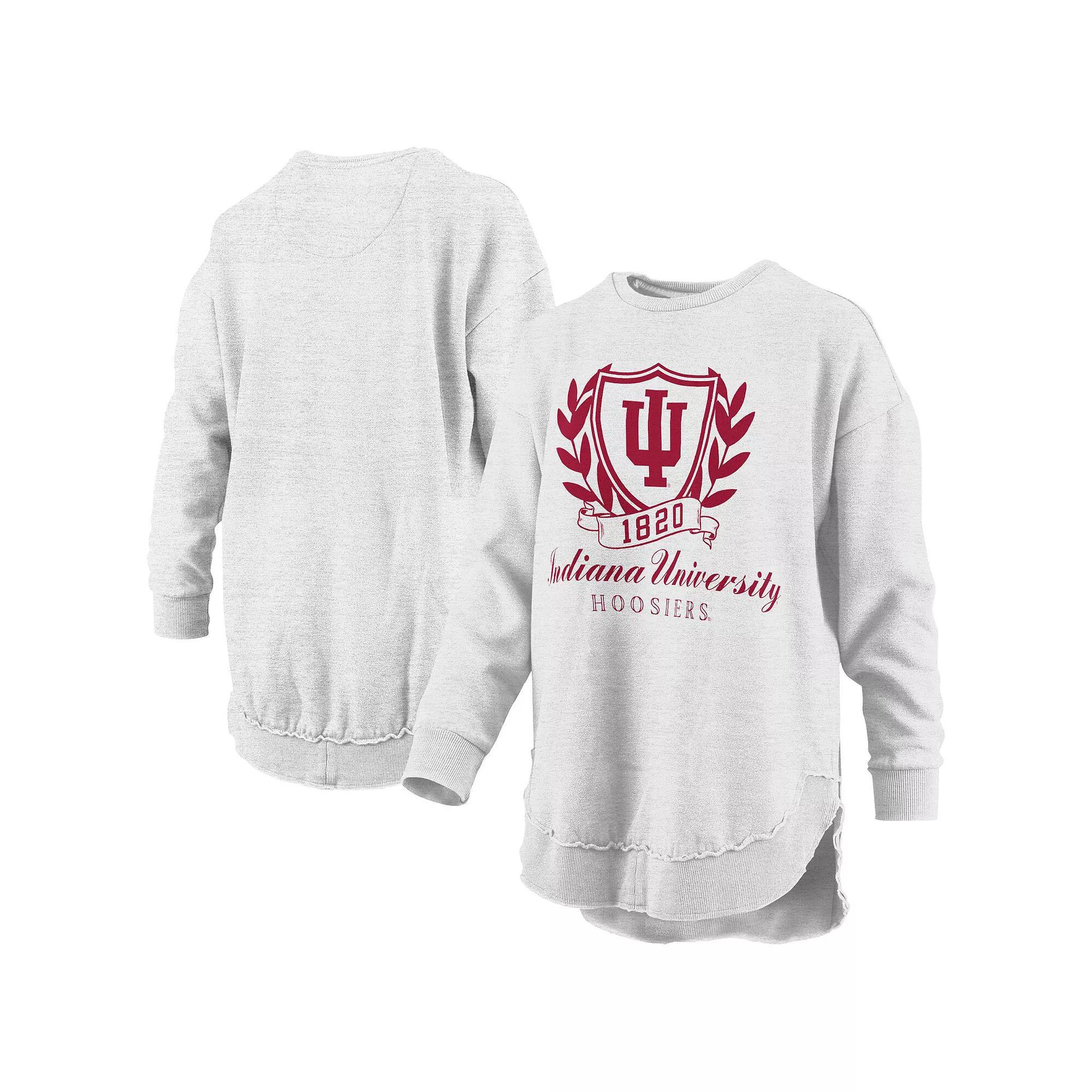 Women's Pressbox Heather Gray Indiana Hoosiers Field Day Melange Poncho Pullover Sweatshirt, Size: XL, Grey Product Image