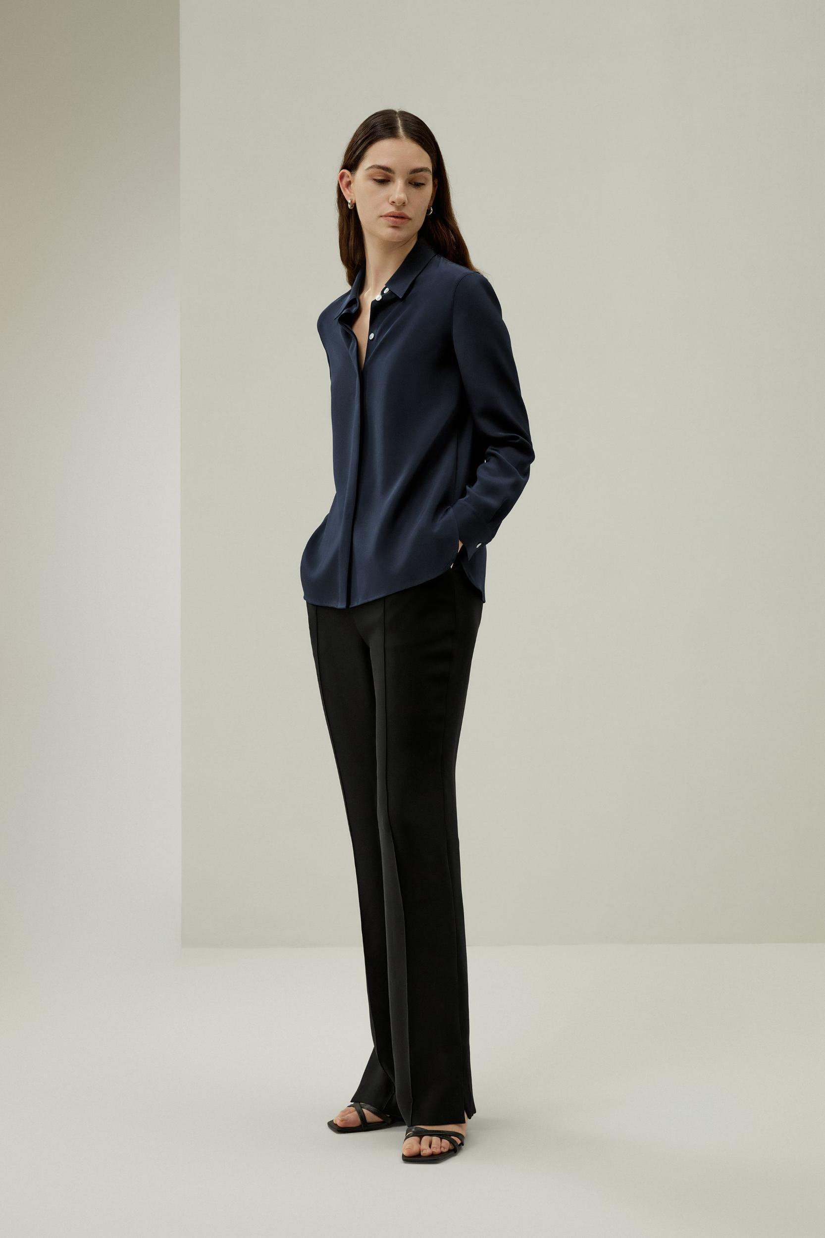 Graceful Button Up Silk Blouse Product Image