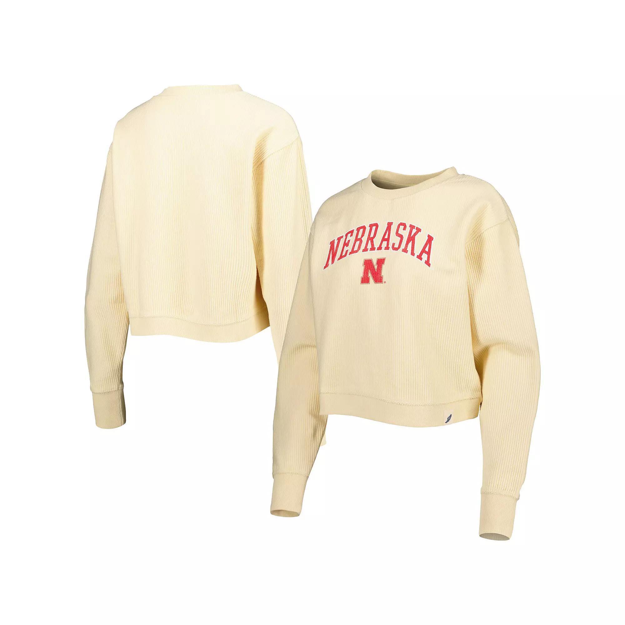 Womens League Collegiate Wear Cream Nebraska Huskers Classic Campus Corded Timber Sweatshirt Product Image