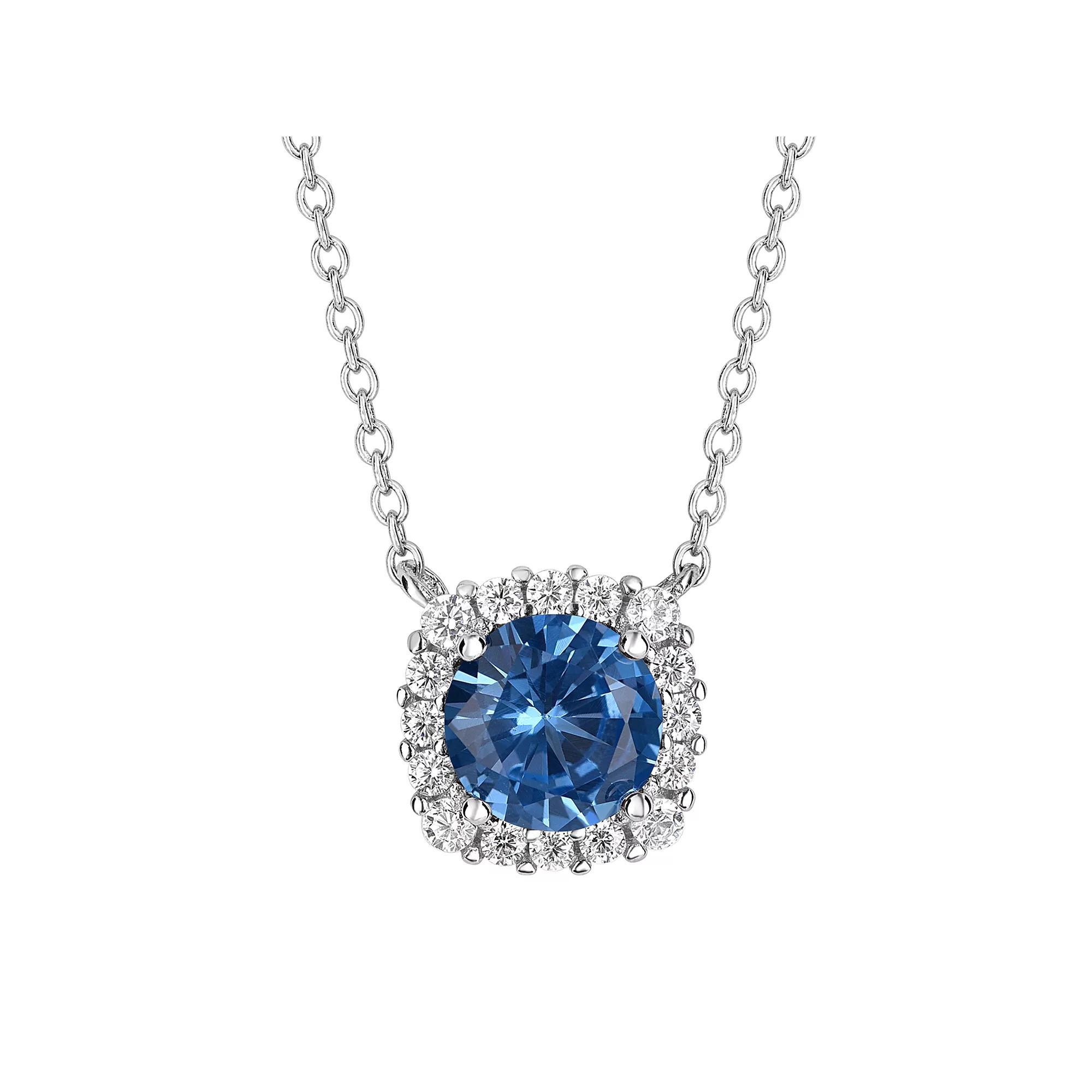 PRIMROSE Sterling Silver Cubic Zirconia Halo Pendant Necklace, Women's, Size: 18", December Product Image