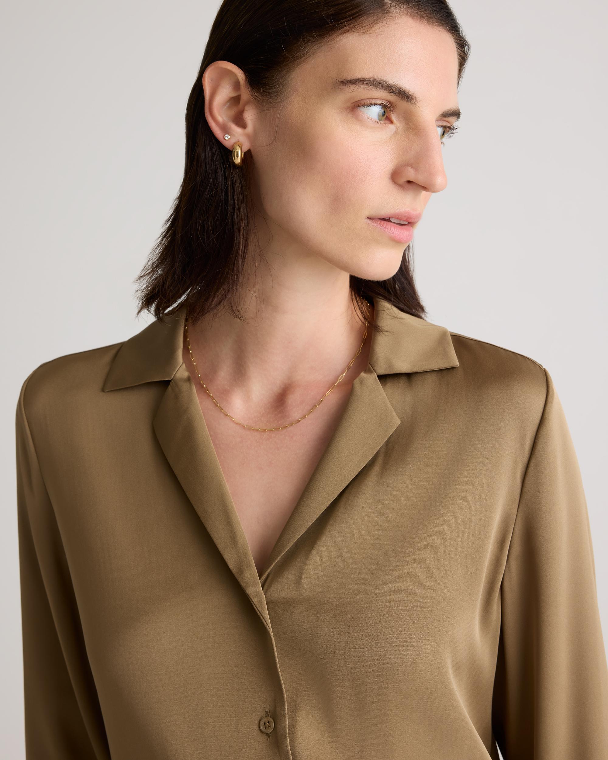 Quince | Women's Washable Stretch Silk Notch Collar Blouse Product Image